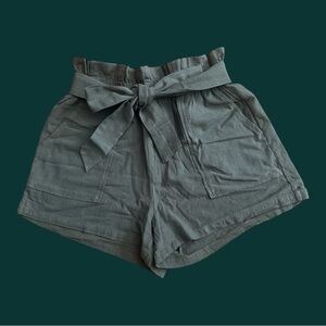 SHEIN High Waist Tie Shorts - Olive Green